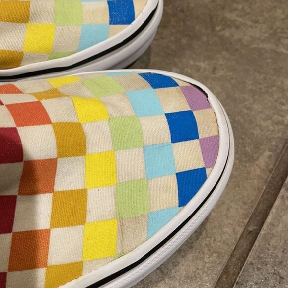 Vans Rainbow Checkerboard Slip-on Sneakers Unisex Size M4 W 5.5 500714 - Picture 9 of 12